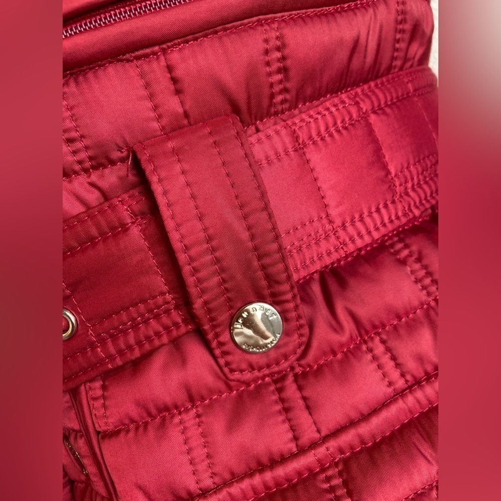 Laundry By Shelli Segal~Red Quilted Coat~Zip-Up & Snap~Pockets~Hood~Belt~Size S - Picture 12 of 16
